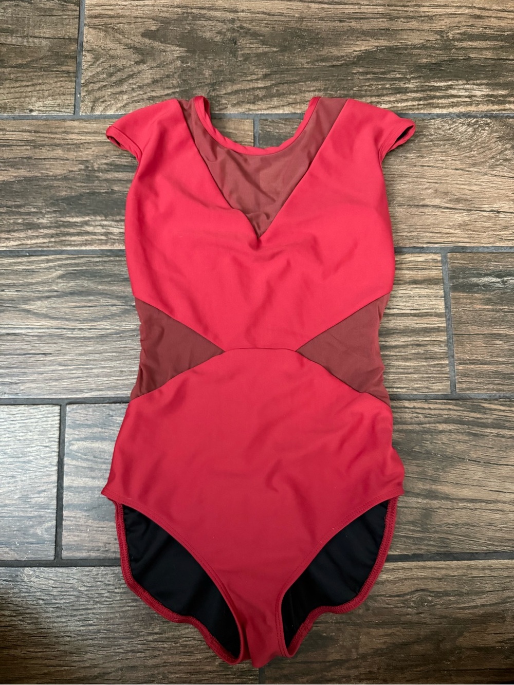 Five Dancewear Burgundy Mesh Panel Ballet Dance Leotard Adult Small